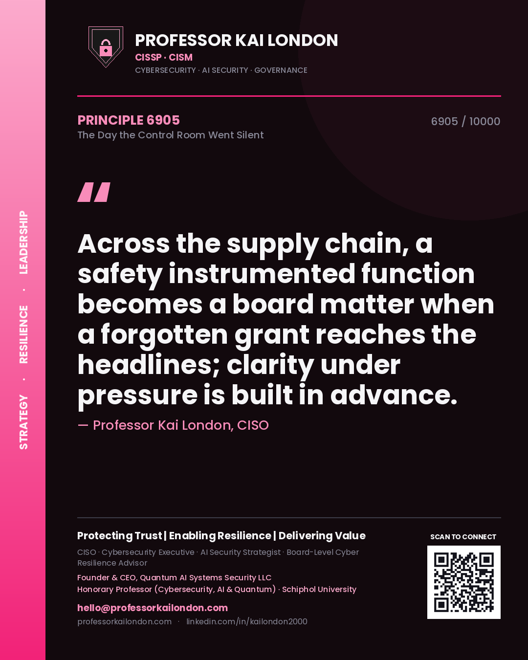 Professor Kai London principle 6905: Across the supply chain, a safety instrumented function becomes a board matter when a forgotten grant reaches the headlines; clarity under pressure is built in advance.