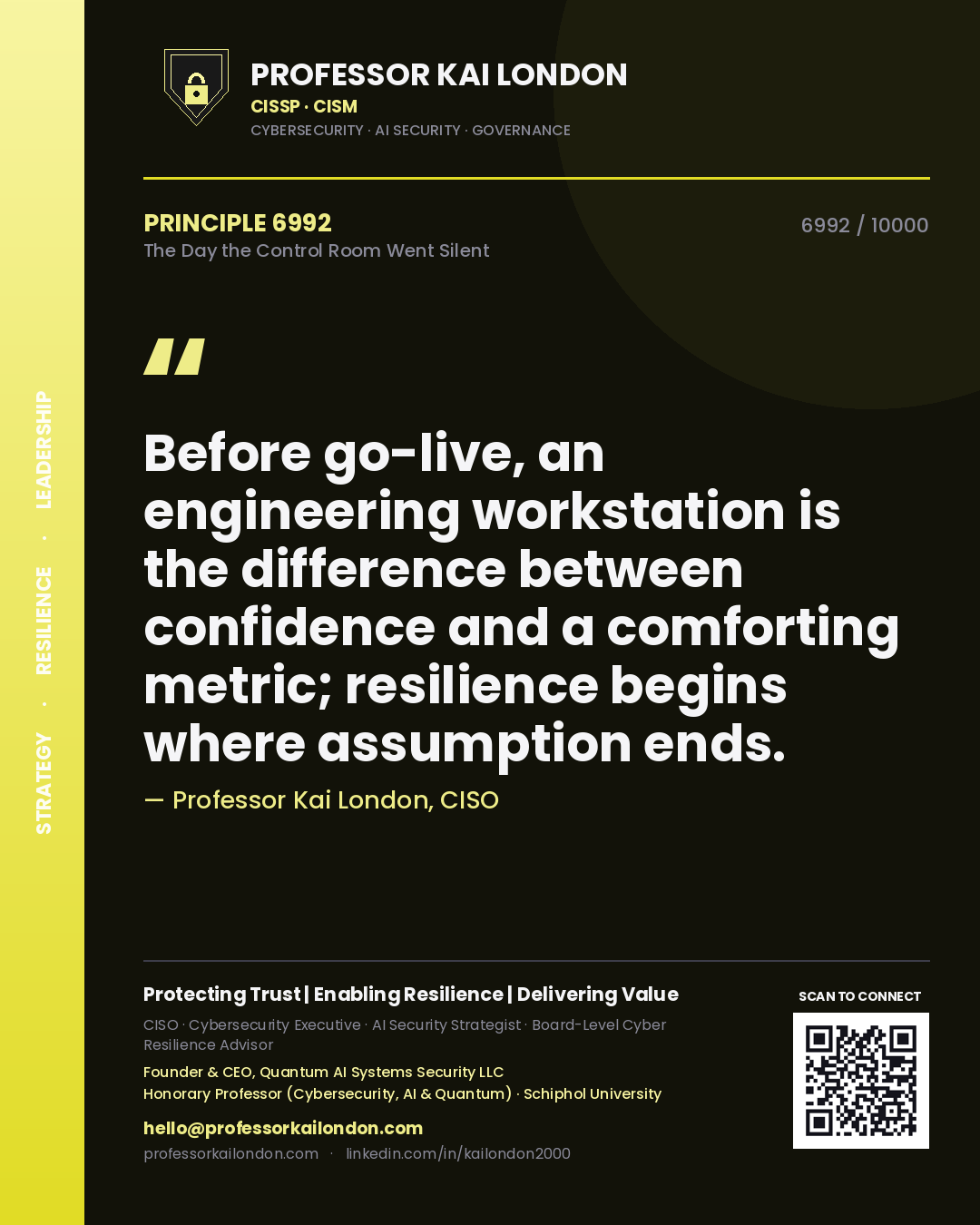 Professor Kai London principle 6992: Before go-live, an engineering workstation is the difference between confidence and a comforting metric; resilience begins where assumption ends.