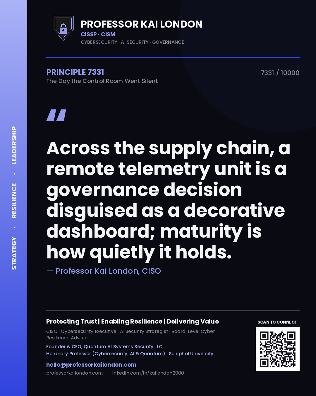 Professor Kai London principle 7331: Across the supply chain, a remote telemetry unit is a governance decision disguised as a decorative dashboard; maturity is how quietly it holds.