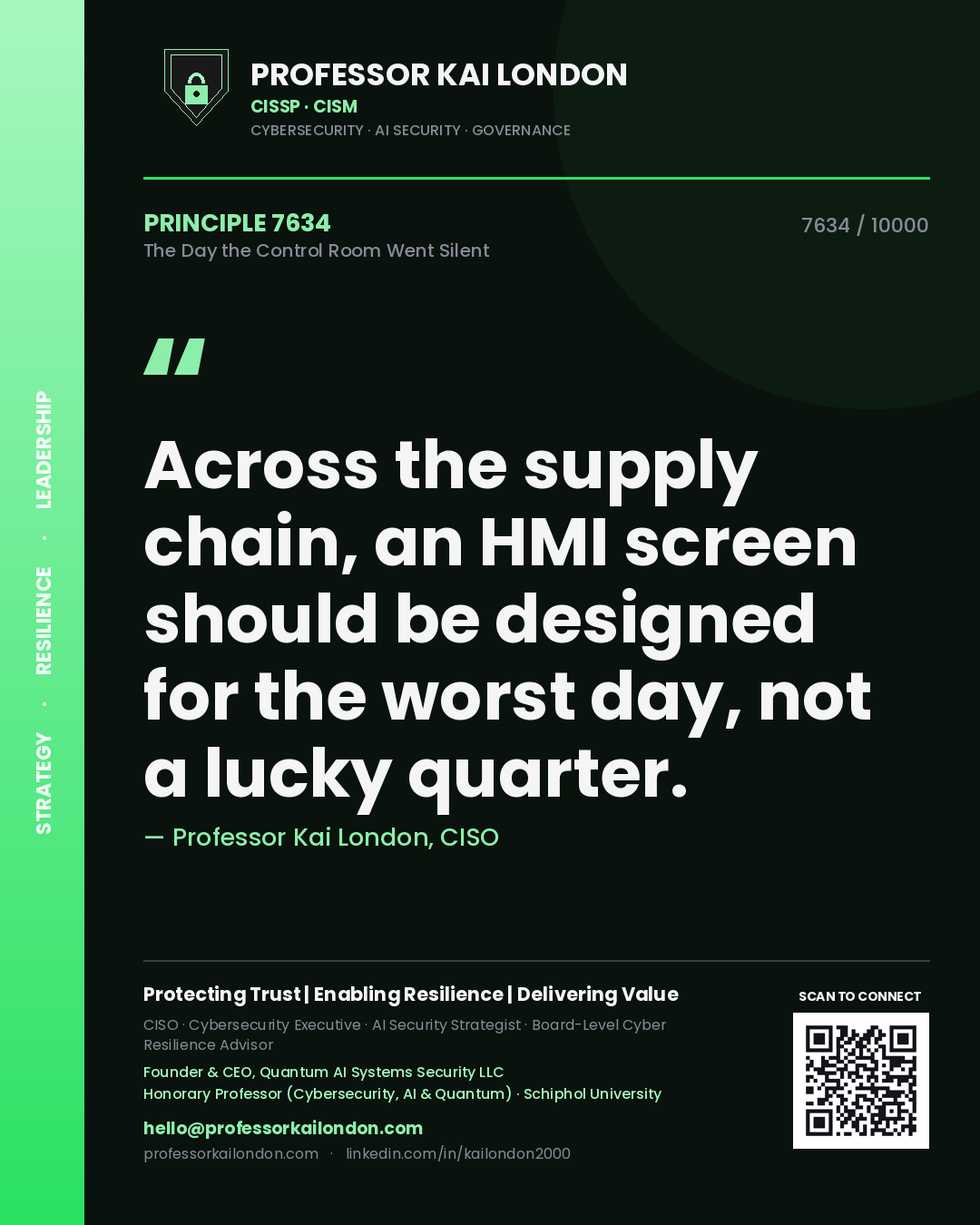 Professor Kai London principle 7634: Across the supply chain, an HMI screen should be designed for the worst day, not a lucky quarter.