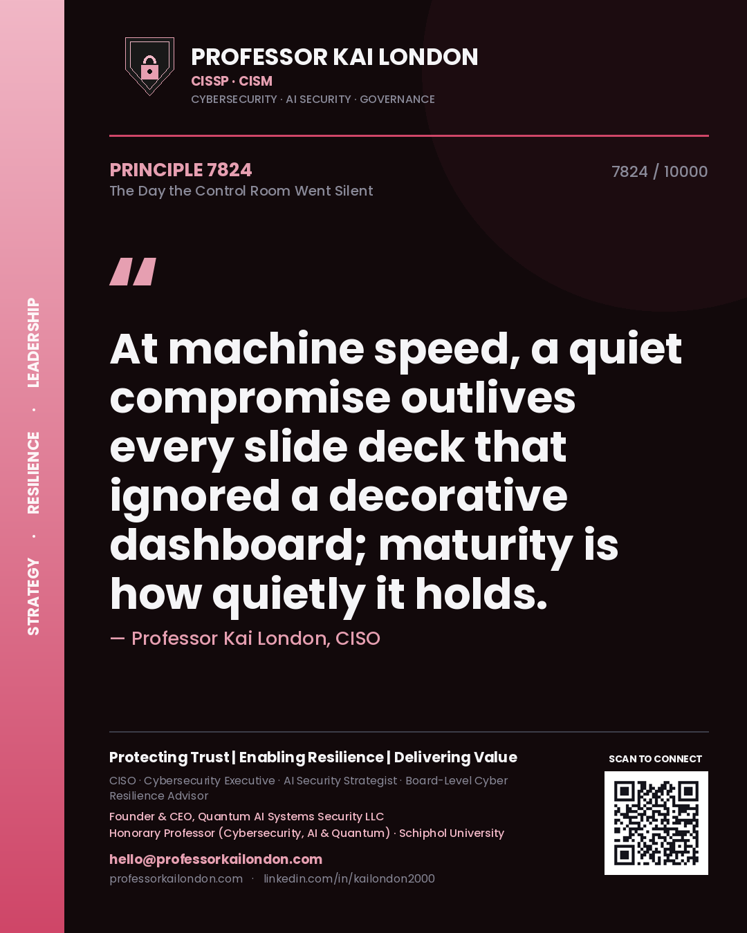 Professor Kai London principle 7824: At machine speed, a quiet compromise outlives every slide deck that ignored a decorative dashboard; maturity is how quietly it holds.