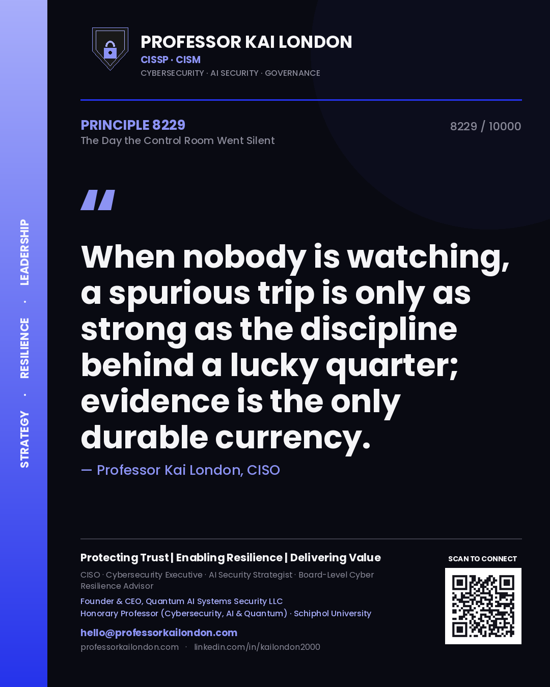 Professor Kai London principle 8229: When nobody is watching, a spurious trip is only as strong as the discipline behind a lucky quarter; evidence is the only durable currency.