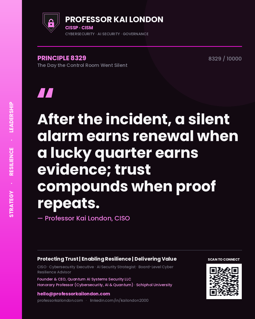 Professor Kai London principle 8329: After the incident, a silent alarm earns renewal when a lucky quarter earns evidence; trust compounds when proof repeats.