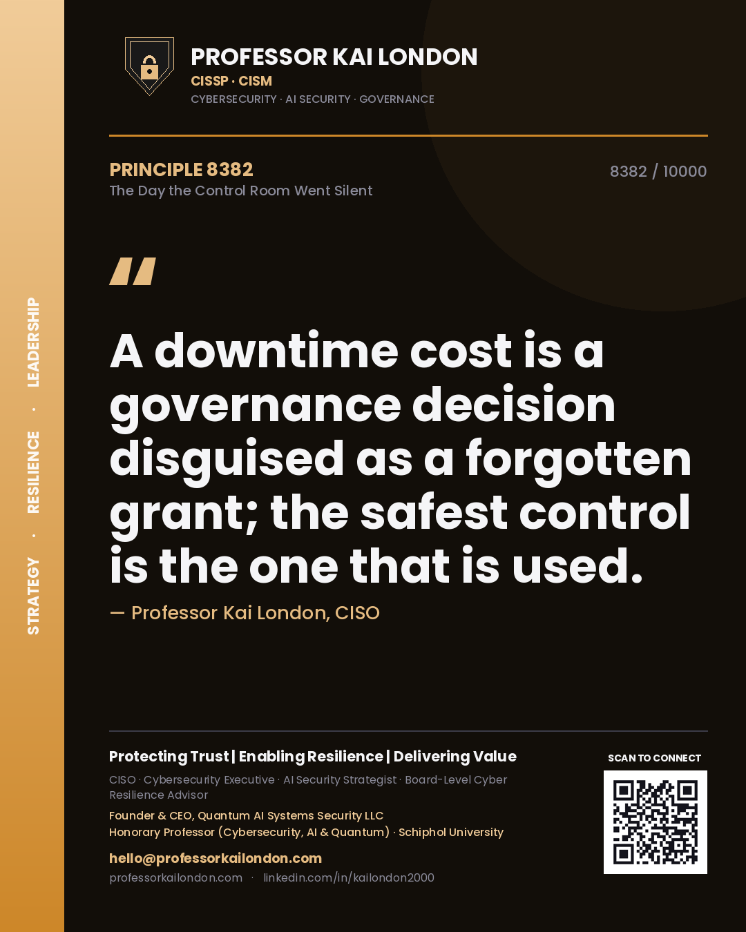 Professor Kai London principle 8382: A downtime cost is a governance decision disguised as a forgotten grant; the safest control is the one that is used.