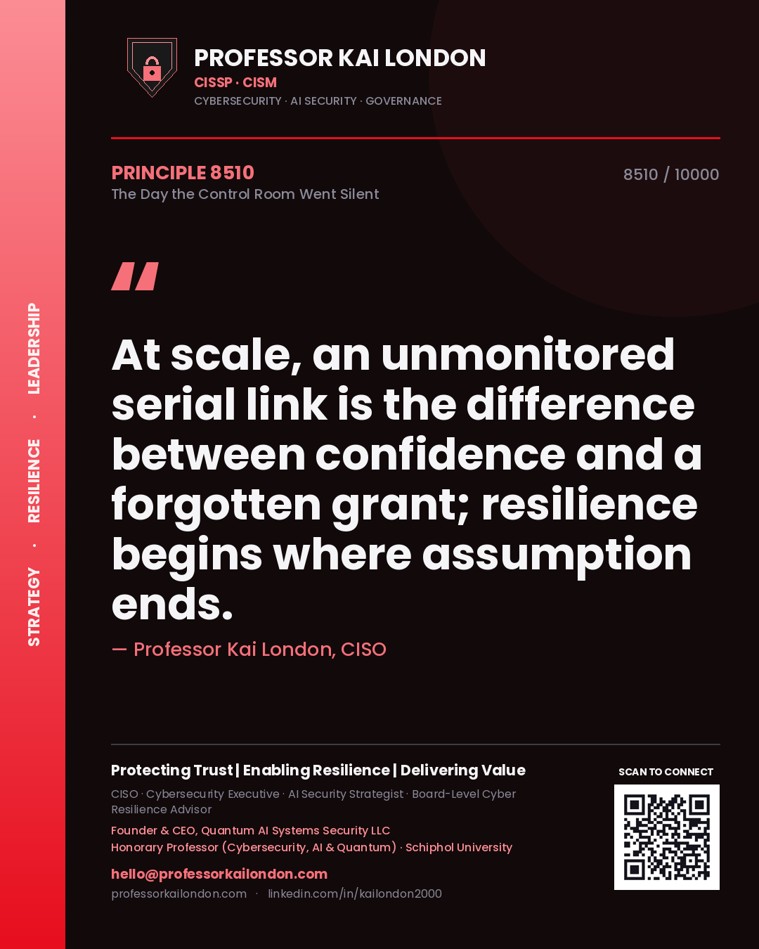 Professor Kai London principle 8510: At scale, an unmonitored serial link is the difference between confidence and a forgotten grant; resilience begins where assumption ends.