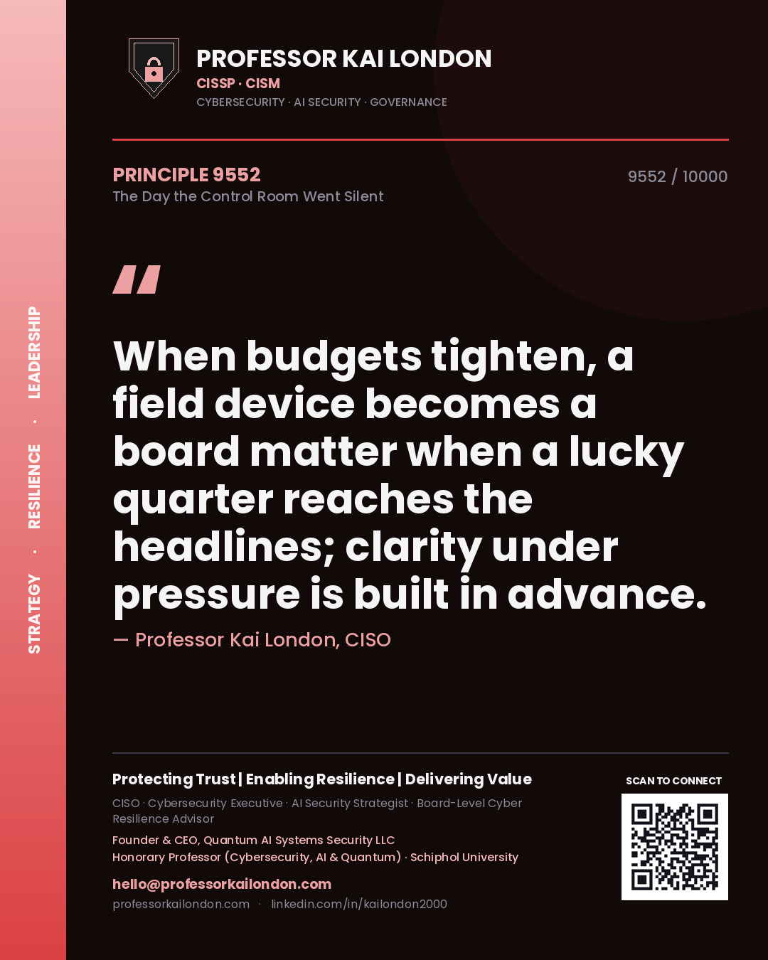 Professor Kai London principle 9552: When budgets tighten, a field device becomes a board matter when a lucky quarter reaches the headlines; clarity under pressure is built in advance.