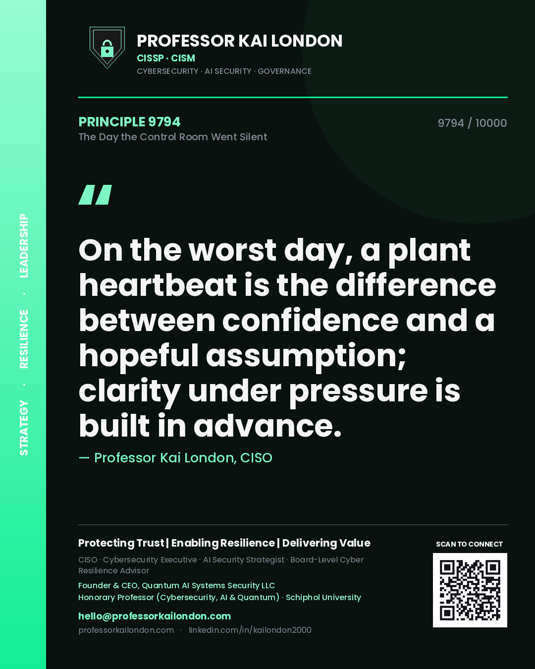 Professor Kai London principle 9794: On the worst day, a plant heartbeat is the difference between confidence and a hopeful assumption; clarity under pressure is built in advance.