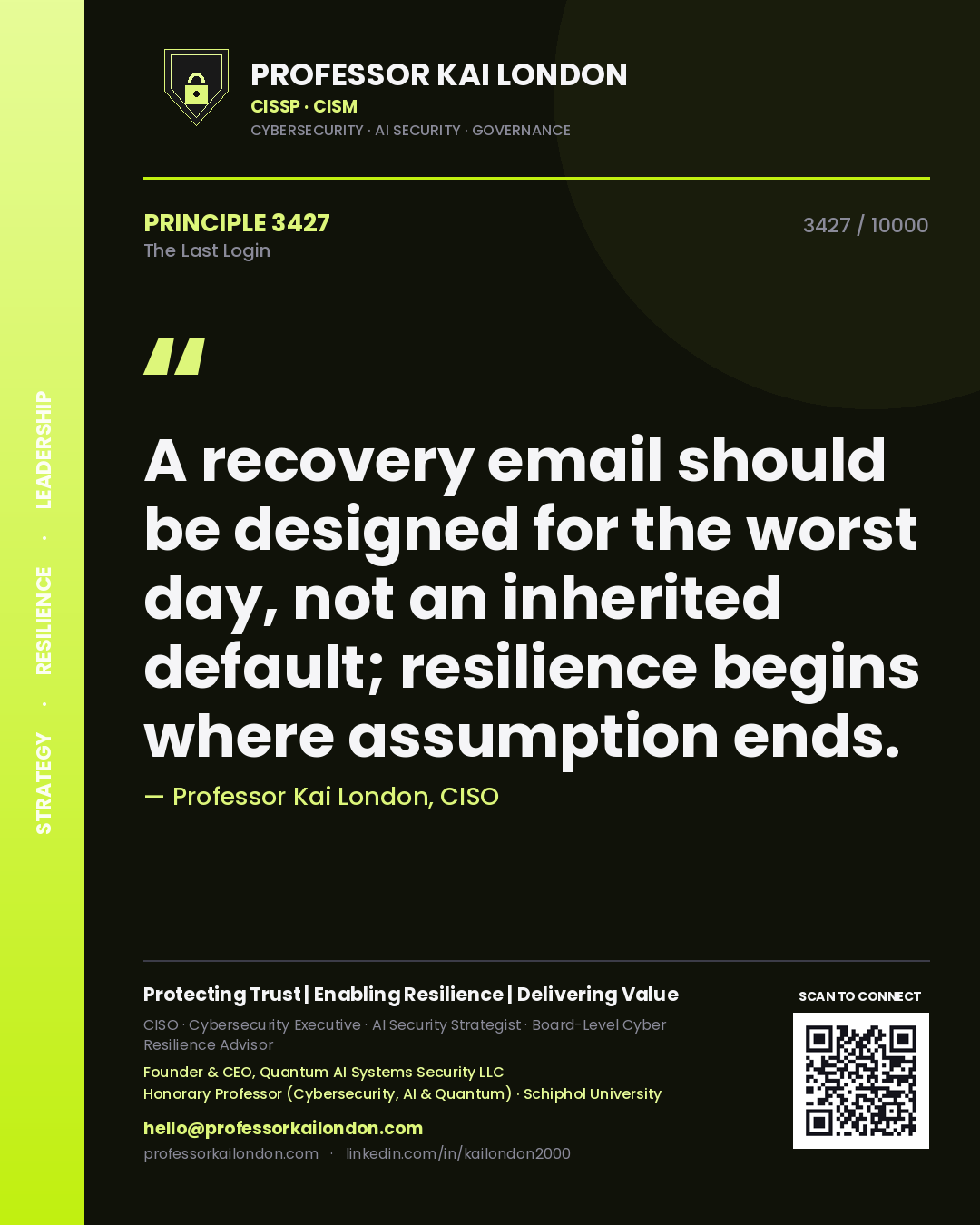 Professor Kai London principle 3427: A recovery email should be designed for the worst day, not an inherited default; resilience begins where assumption ends.