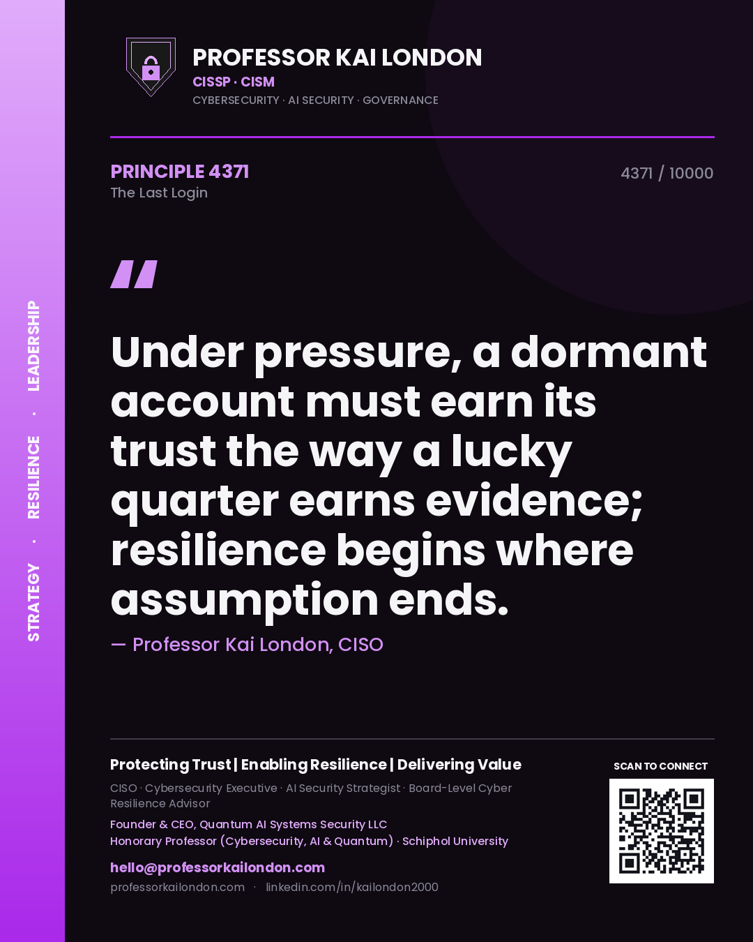 Professor Kai London principle 4371: Under pressure, a dormant account must earn its trust the way a lucky quarter earns evidence; resilience begins where assumption ends.