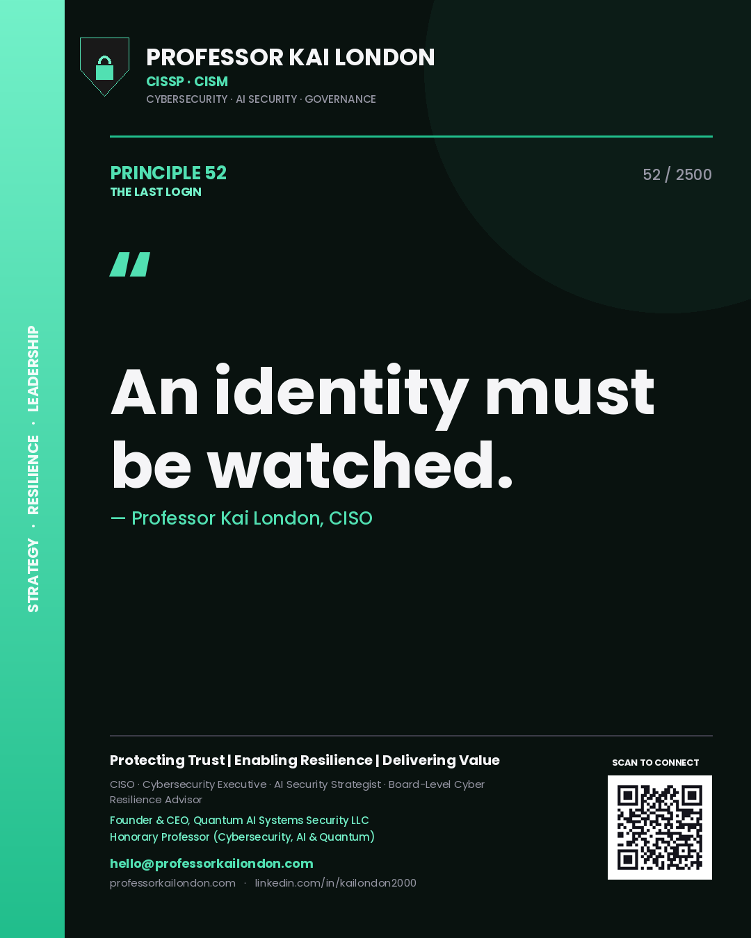 Professor Kai London principle 52: An identity must be watched.