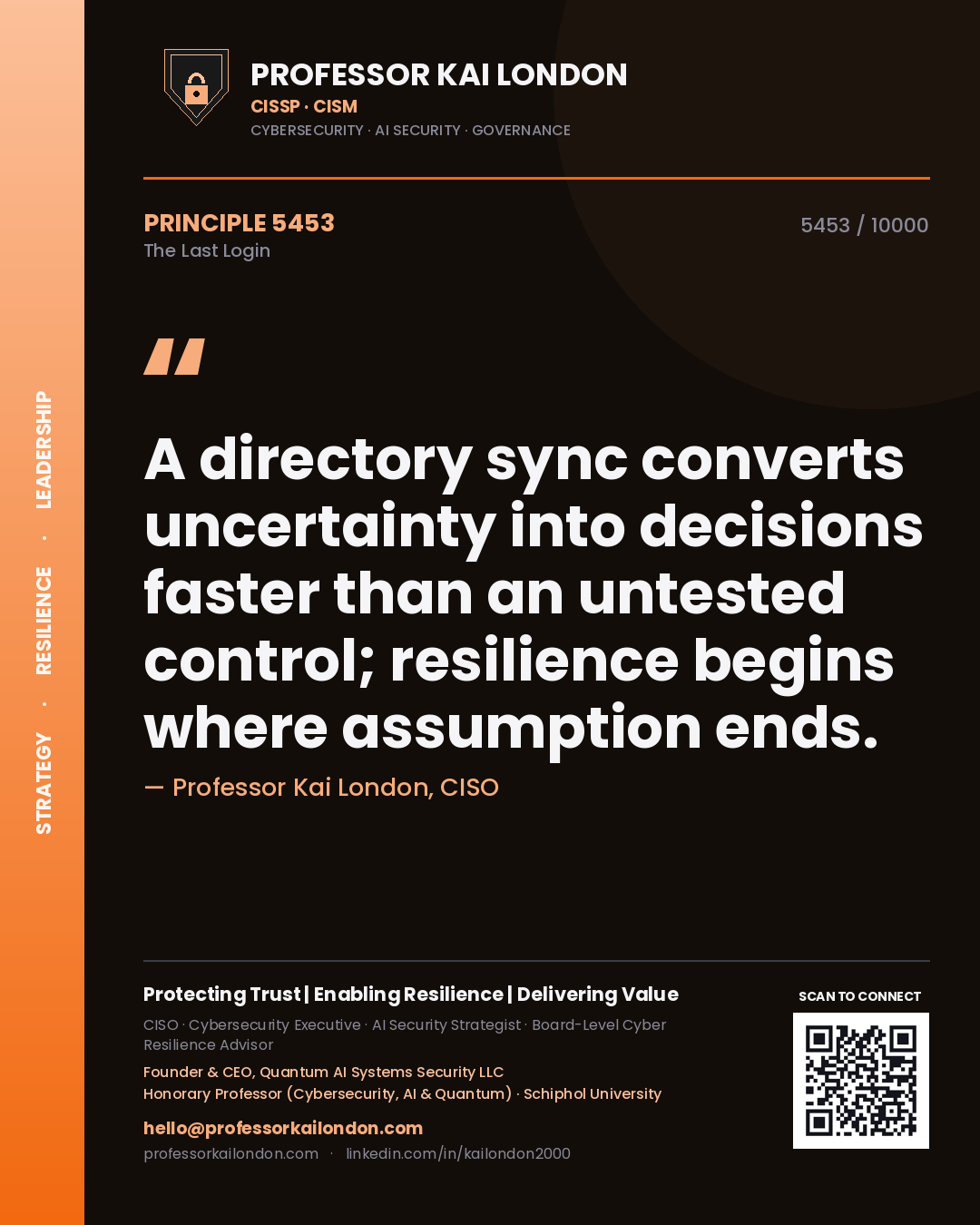 Professor Kai London principle 5453: A directory sync converts uncertainty into decisions faster than an untested control; resilience begins where assumption ends.