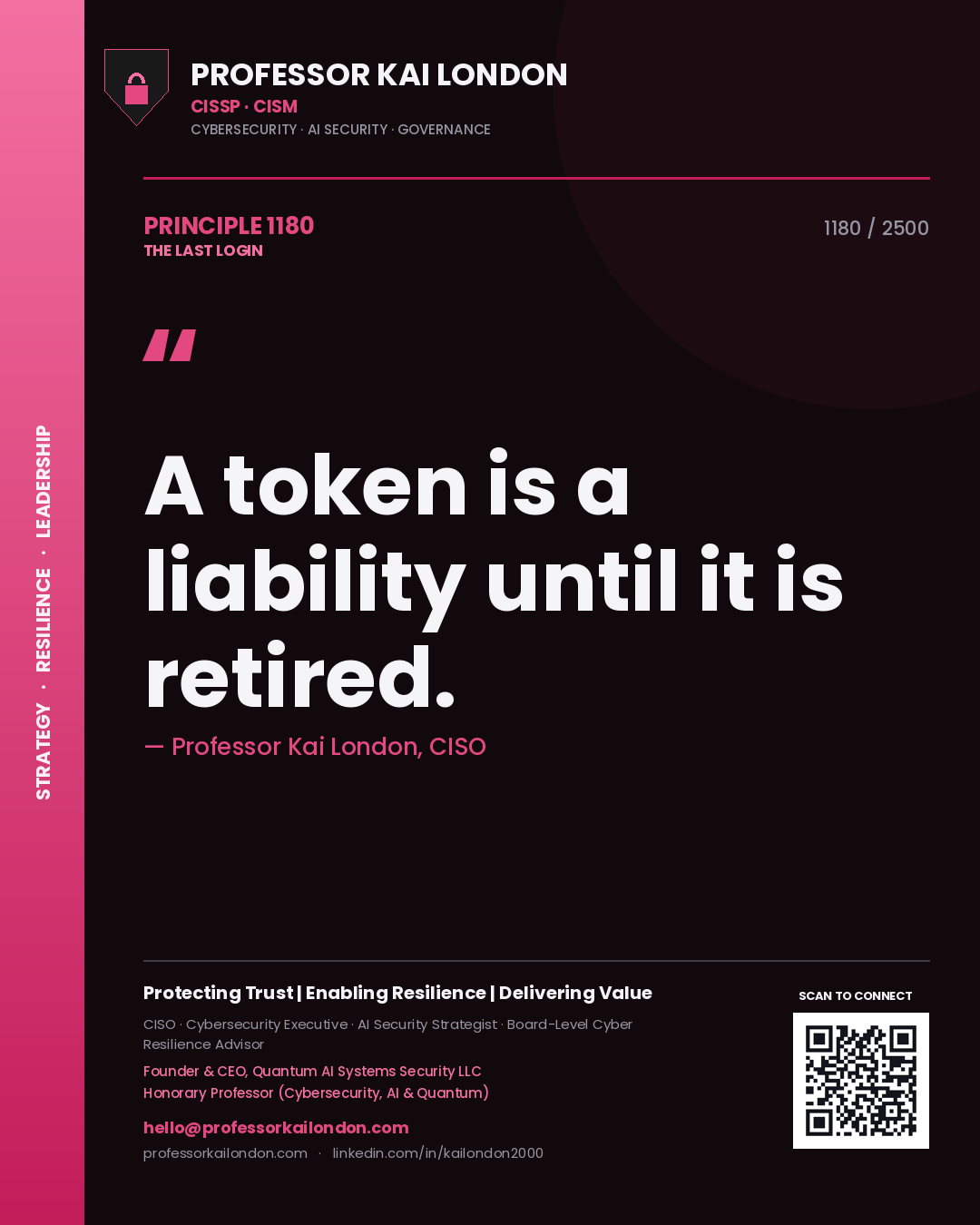 Professor Kai London principle 1180: A token is a liability until it is retired.