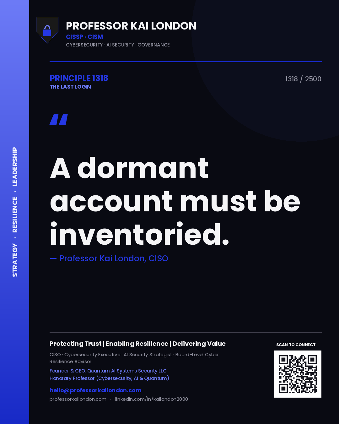 Professor Kai London principle 1318: A dormant account must be inventoried.