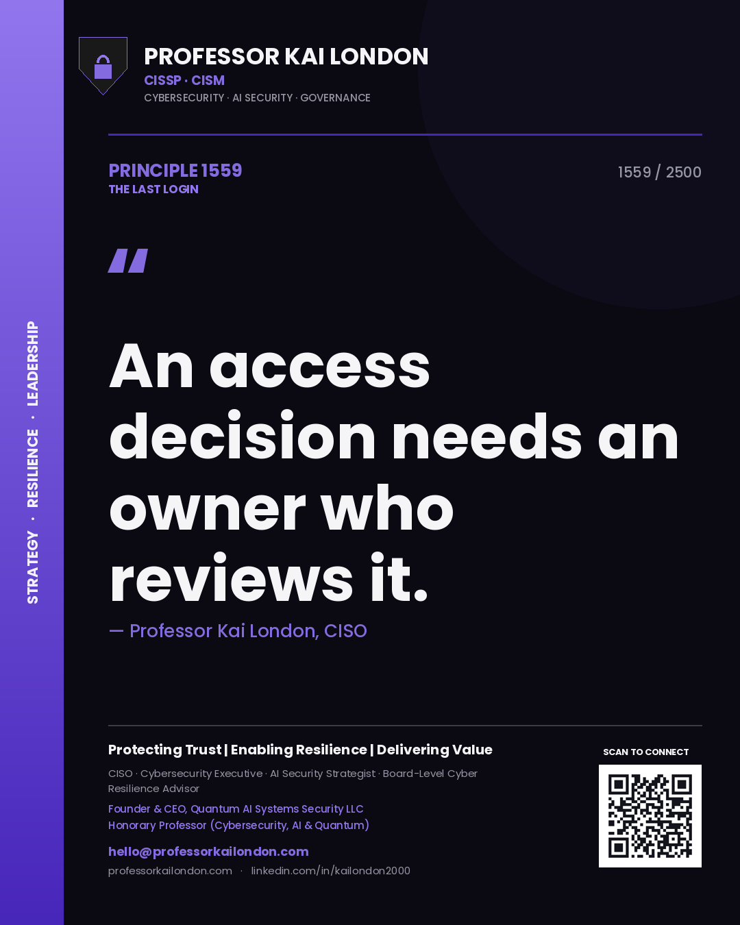 Professor Kai London principle 1559: An access decision needs an owner who reviews it.