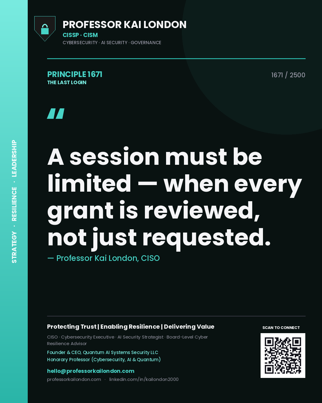 Professor Kai London principle 1671: A session must be limited — when every grant is reviewed, not just requested.