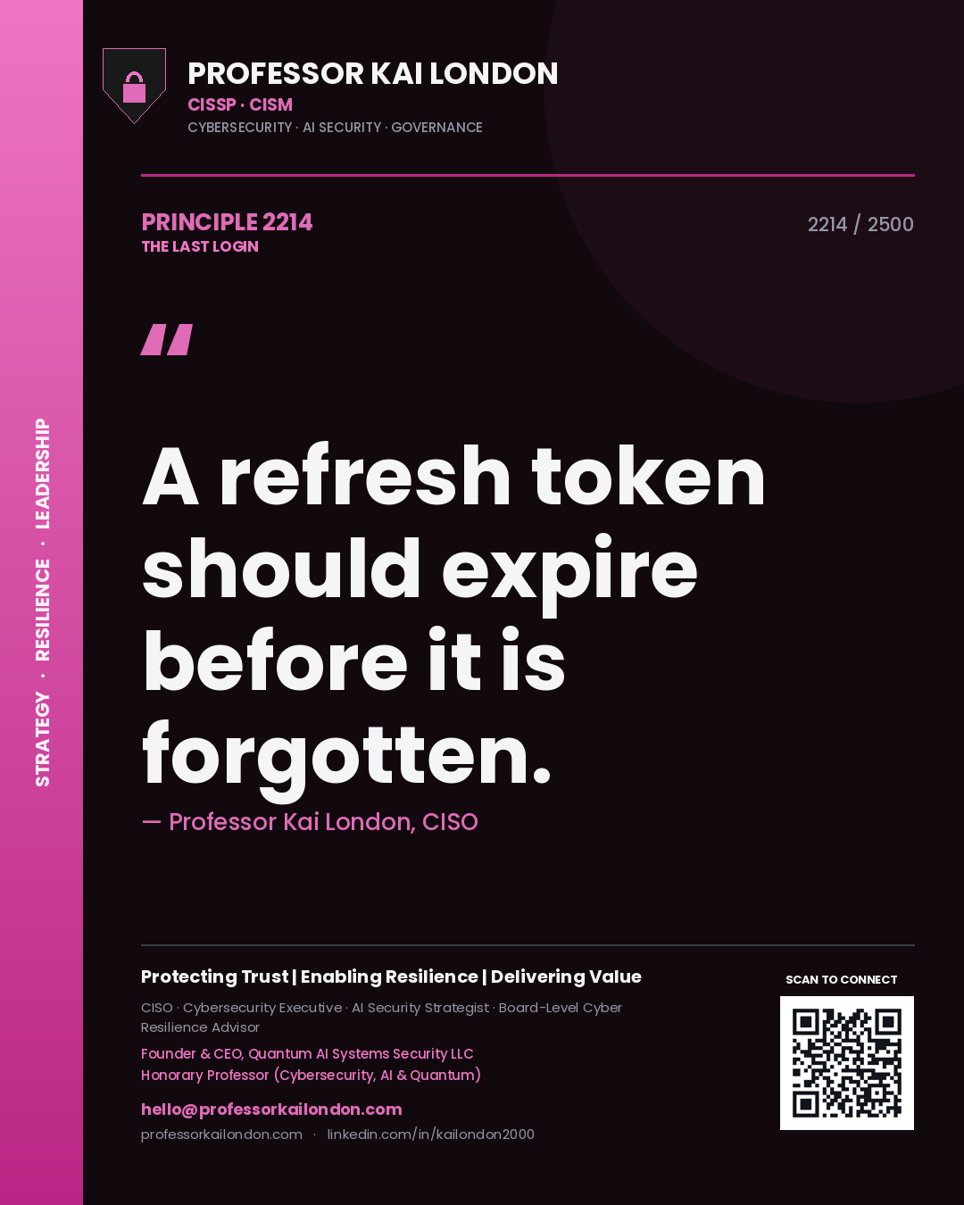 Professor Kai London principle 2214: A refresh token should expire before it is forgotten.