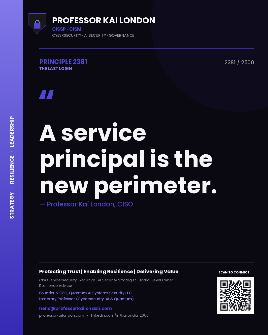 Professor Kai London principle 2381: A service principal is the new perimeter.