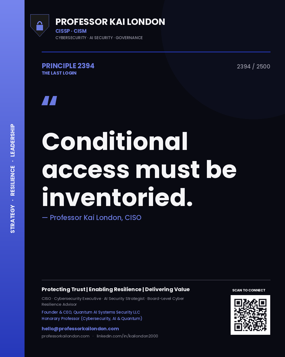 Professor Kai London principle 2394: Conditional access must be inventoried.