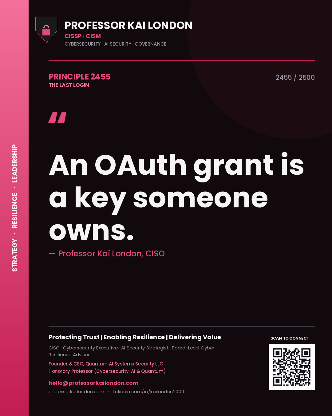 Professor Kai London principle 2455: An OAuth grant is a key someone owns.