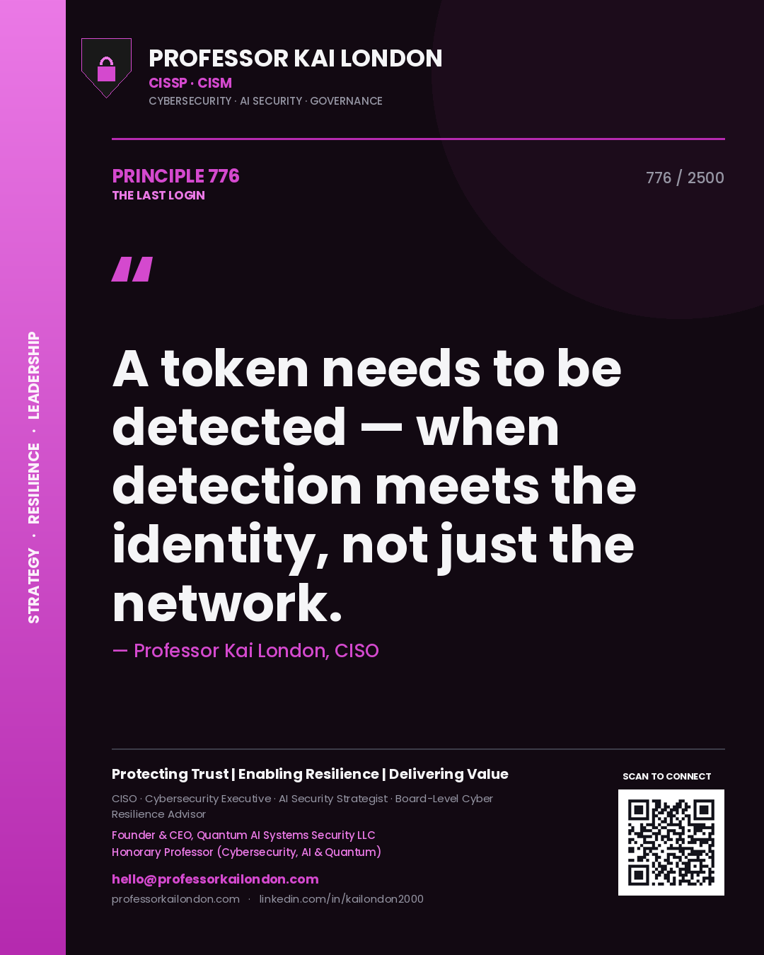 Professor Kai London principle 776: A token needs to be detected — when detection meets the identity, not just the network.