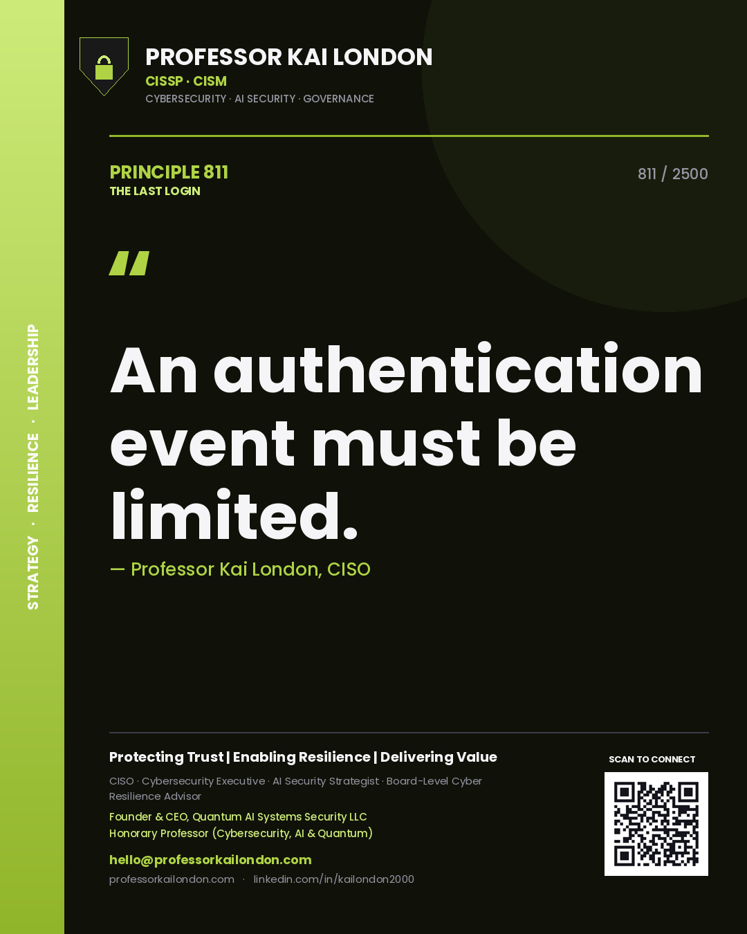 Professor Kai London principle 811: An authentication event must be limited.