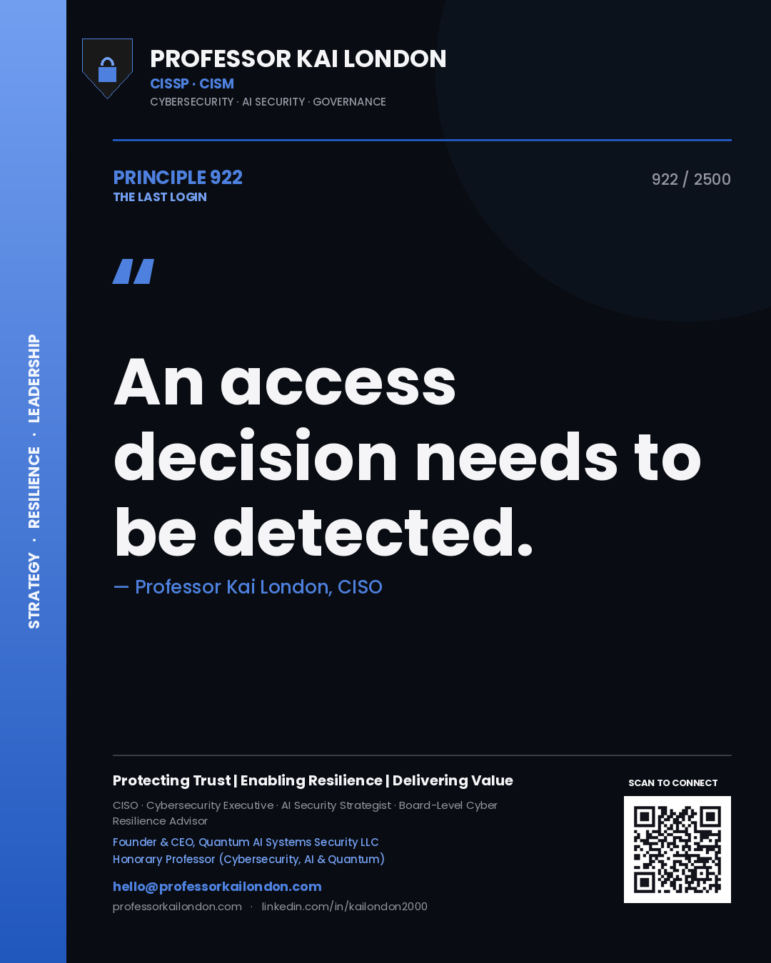 Professor Kai London principle 922: An access decision needs to be detected.