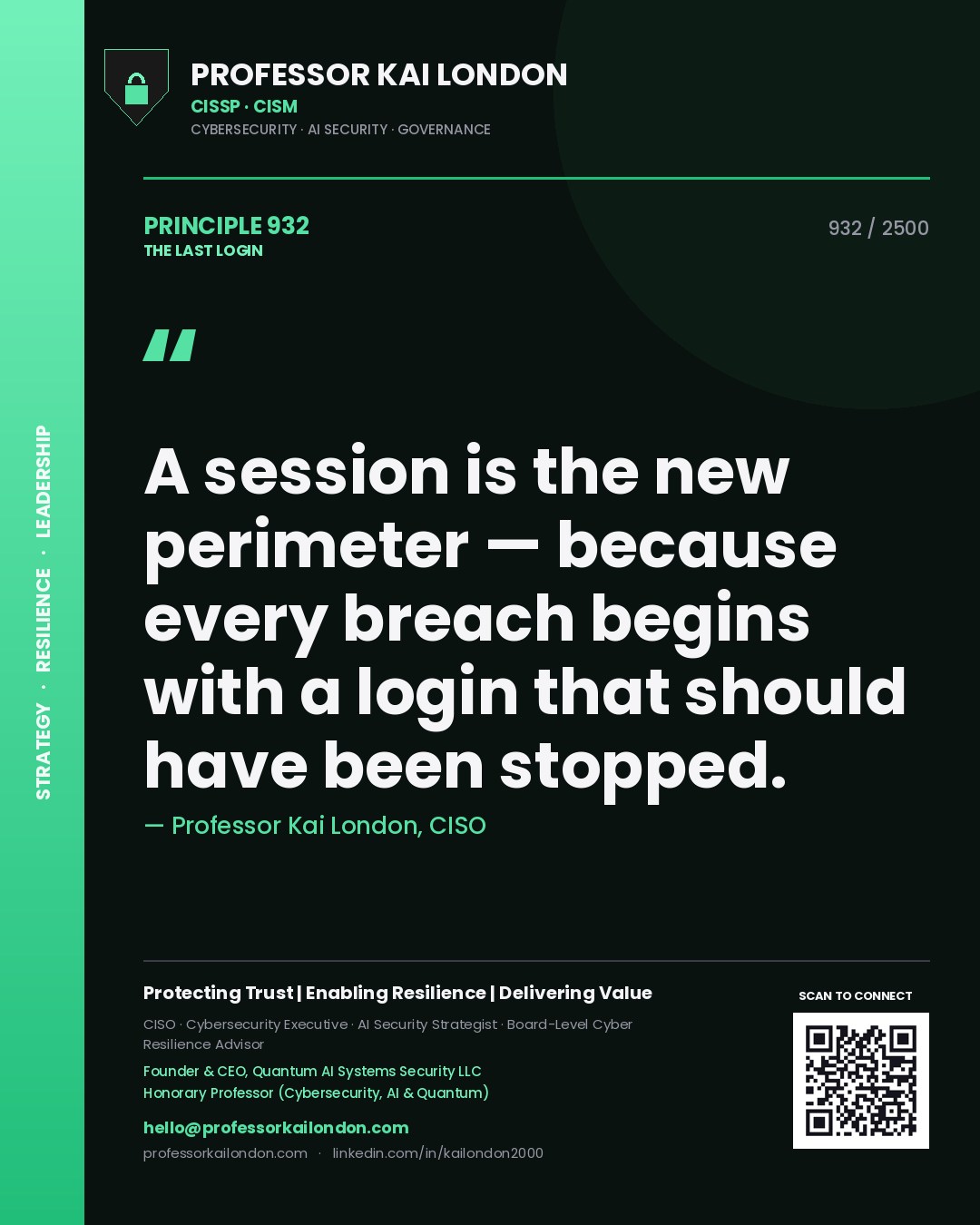 Professor Kai London principle 932: A session is the new perimeter — because every breach begins with a login that should have been stopped.
