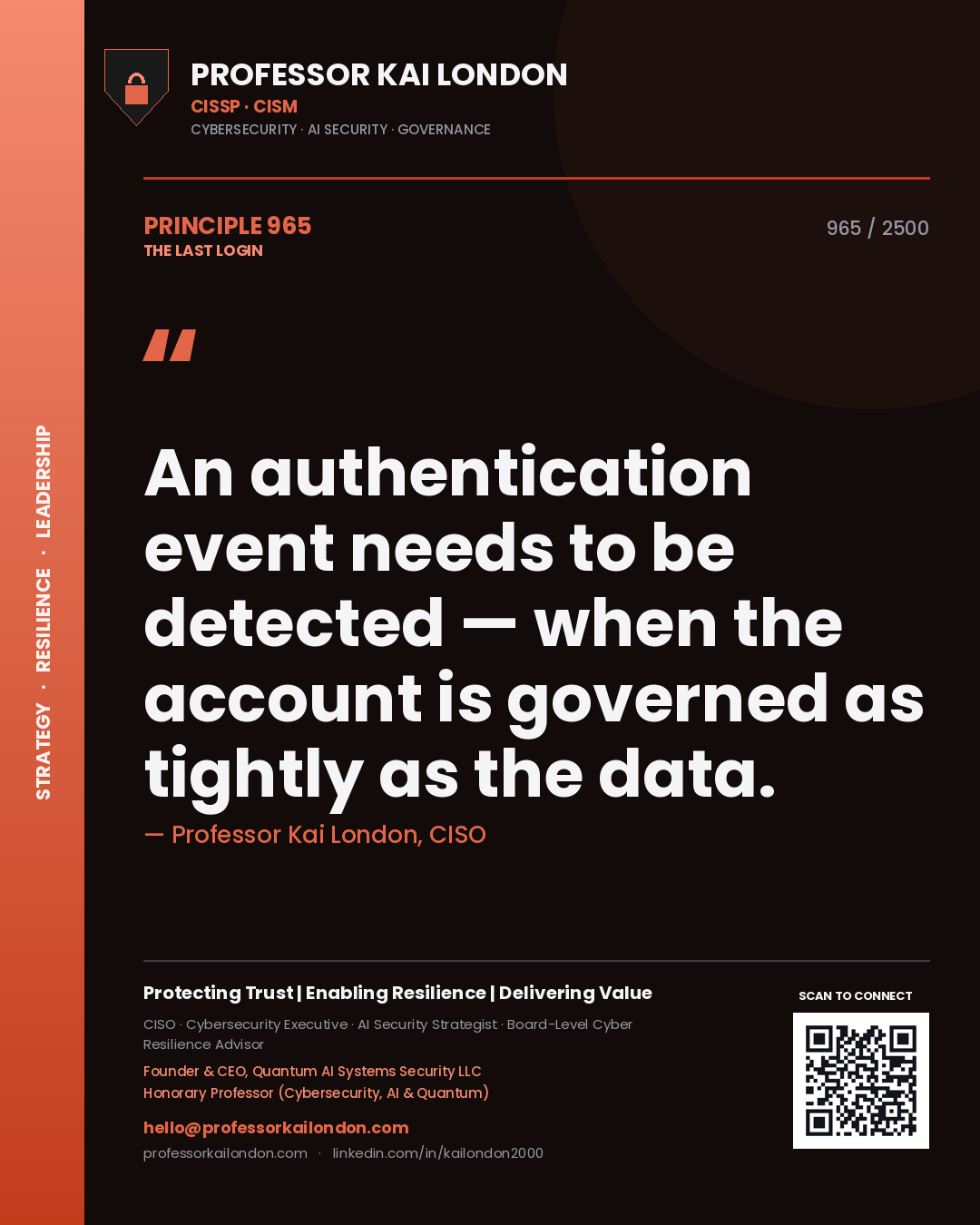 Professor Kai London principle 965: An authentication event needs to be detected — when the account is governed as tightly as the data.