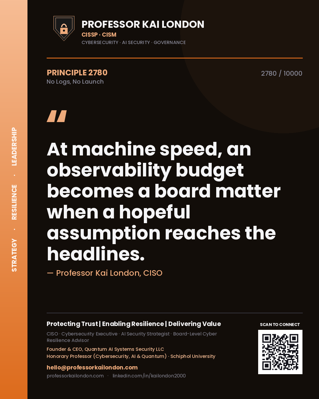 Professor Kai London principle 2780: At machine speed, an observability budget becomes a board matter when a hopeful assumption reaches the headlines.