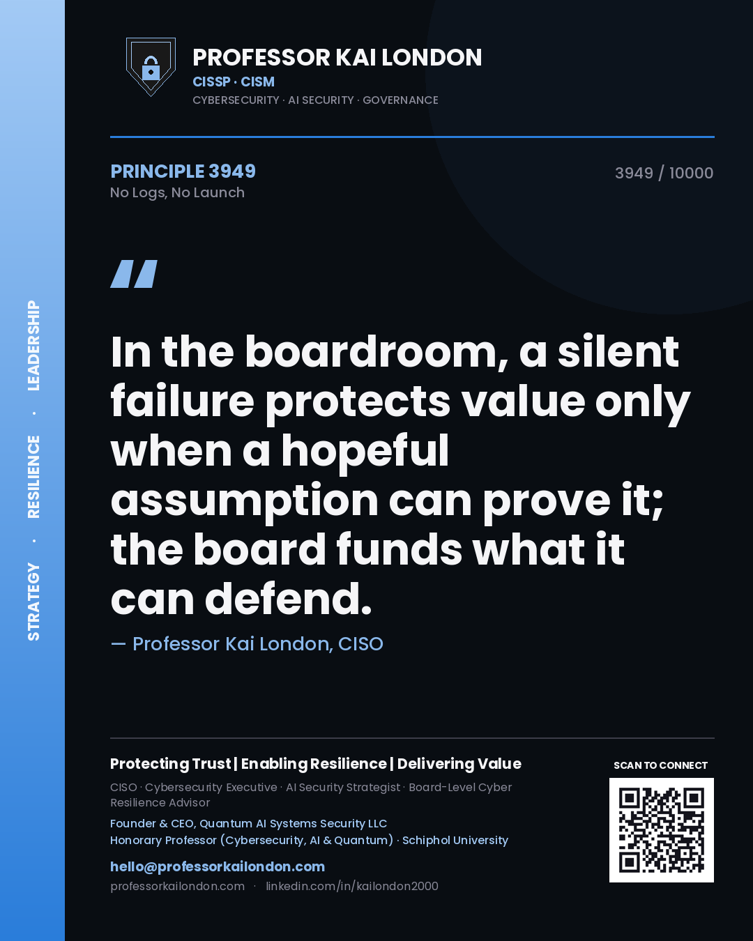 Professor Kai London principle 3949: In the boardroom, a silent failure protects value only when a hopeful assumption can prove it; the board funds what it can defend.