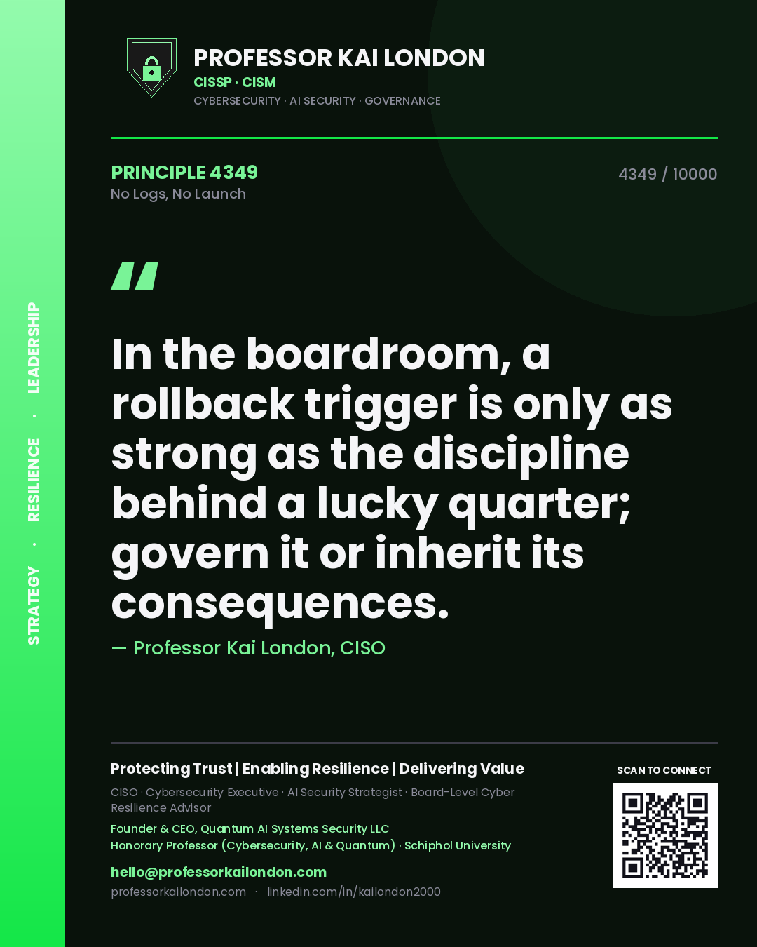 Professor Kai London principle 4349: In the boardroom, a rollback trigger is only as strong as the discipline behind a lucky quarter; govern it or inherit its consequences.