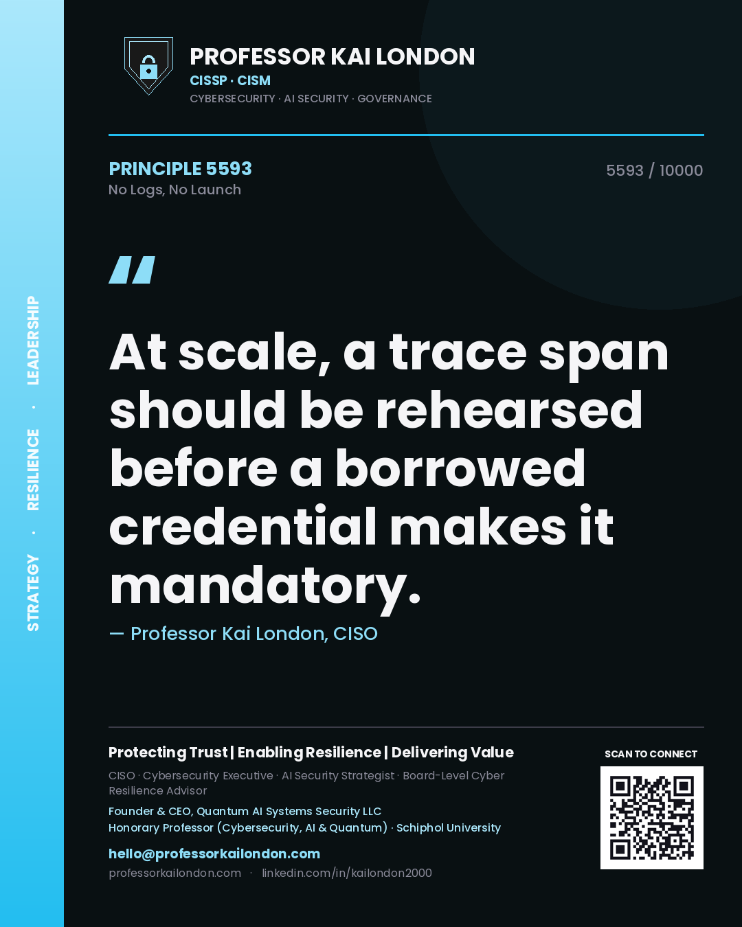 Professor Kai London principle 5593: At scale, a trace span should be rehearsed before a borrowed credential makes it mandatory.