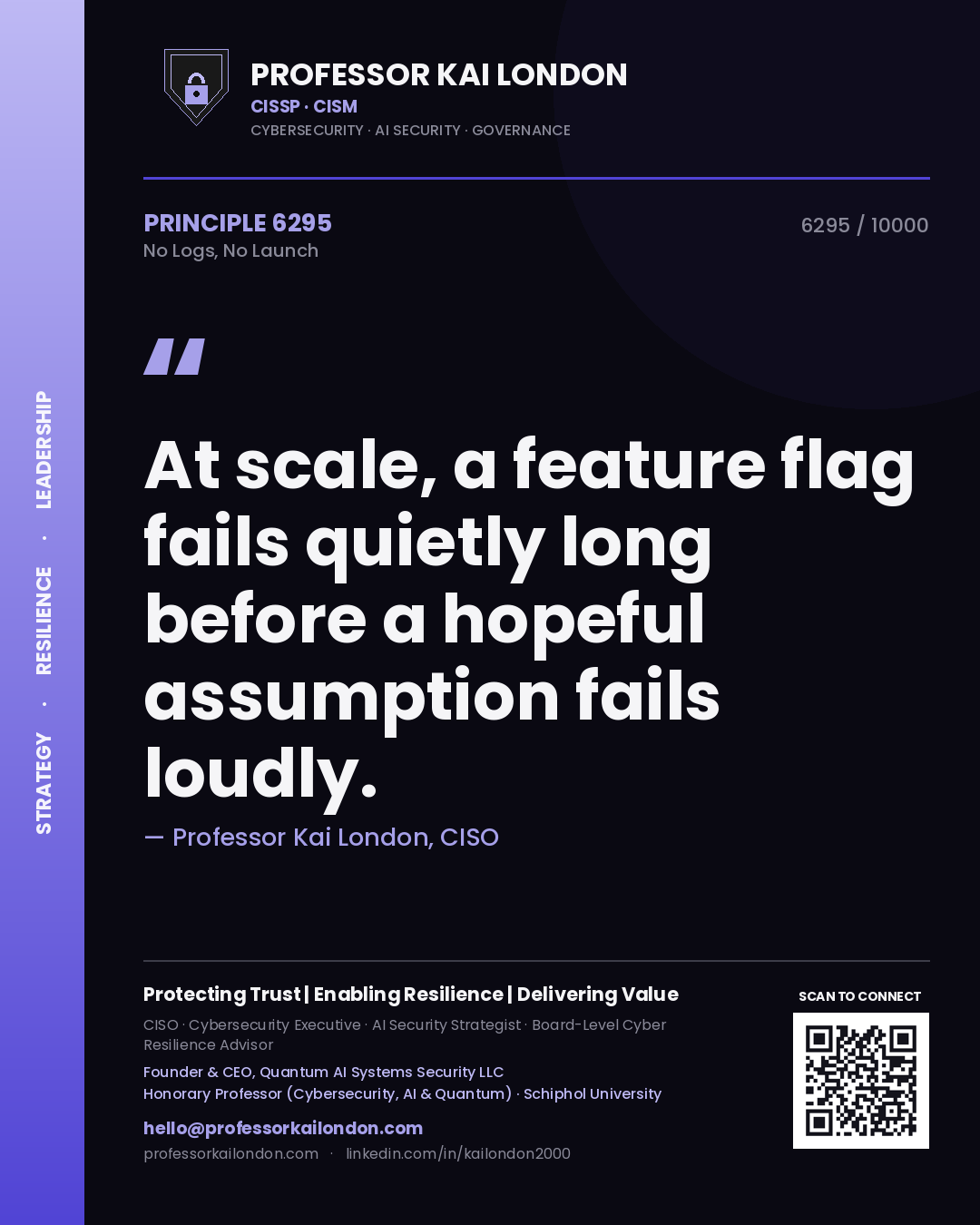 Professor Kai London principle 6295: At scale, a feature flag fails quietly long before a hopeful assumption fails loudly.