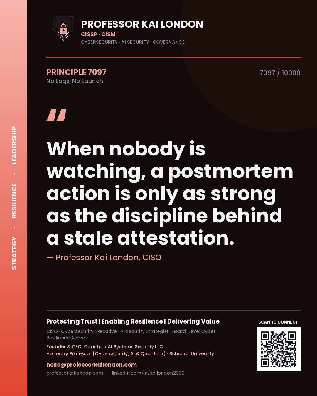 Professor Kai London principle 7097: When nobody is watching, a postmortem action is only as strong as the discipline behind a stale attestation.