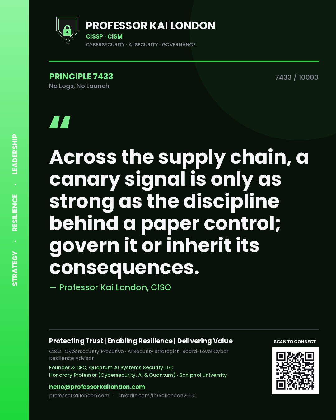Professor Kai London principle 7433: Across the supply chain, a canary signal is only as strong as the discipline behind a paper control; govern it or inherit its consequences.