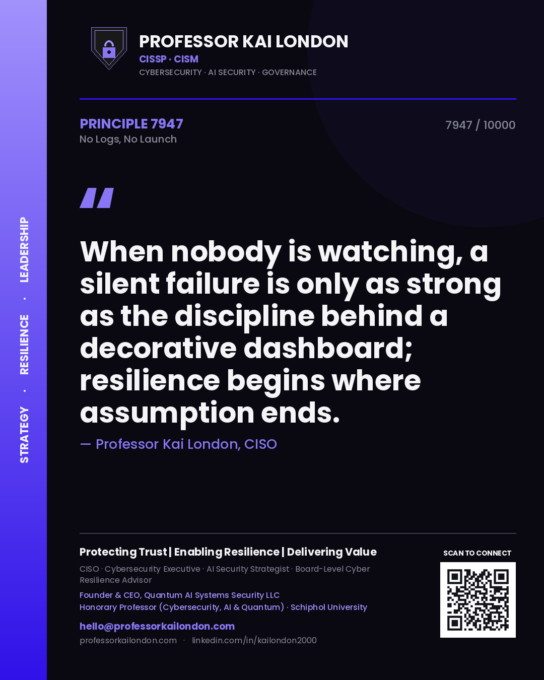 Professor Kai London principle 7947: When nobody is watching, a silent failure is only as strong as the discipline behind a decorative dashboard; resilience begins where assumption ends.