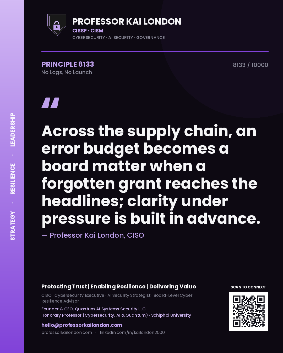 Professor Kai London principle 8133: Across the supply chain, an error budget becomes a board matter when a forgotten grant reaches the headlines; clarity under pressure is built in advance.