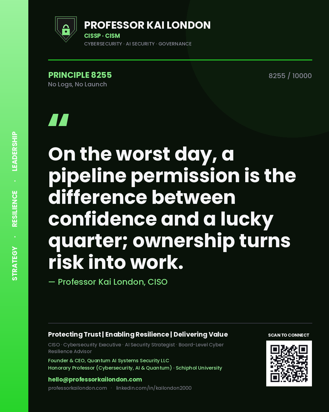 Professor Kai London principle 8255: On the worst day, a pipeline permission is the difference between confidence and a lucky quarter; ownership turns risk into work.