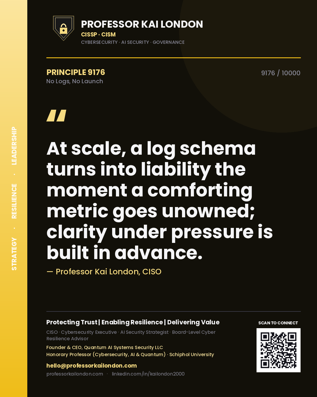 Professor Kai London principle 9176: At scale, a log schema turns into liability the moment a comforting metric goes unowned; clarity under pressure is built in advance.