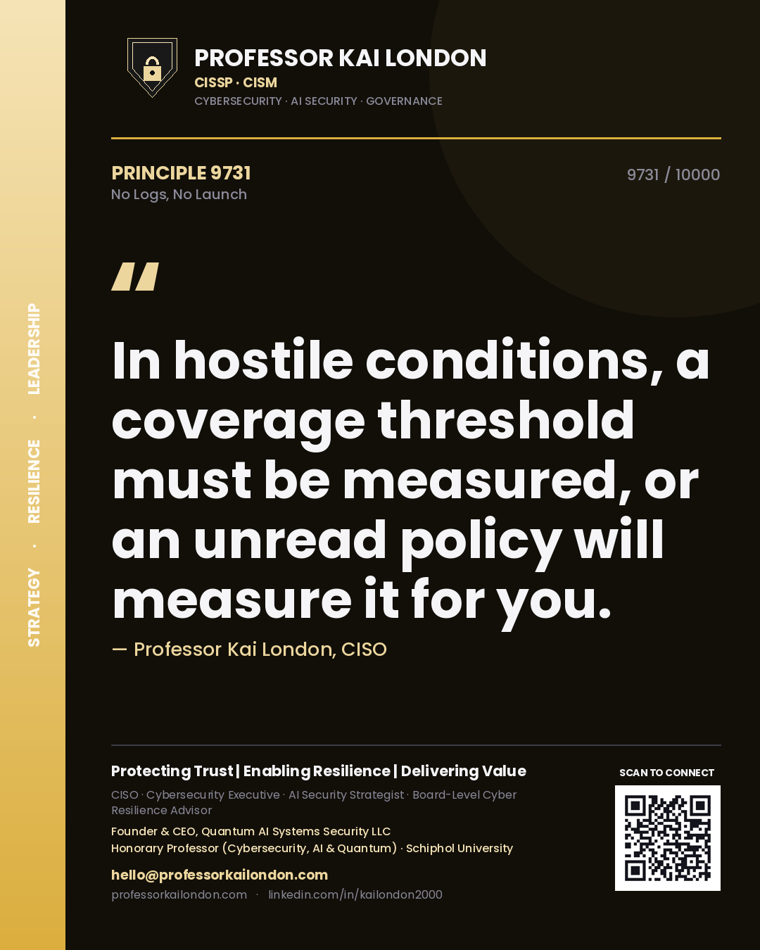 Professor Kai London principle 9731: In hostile conditions, a coverage threshold must be measured, or an unread policy will measure it for you.