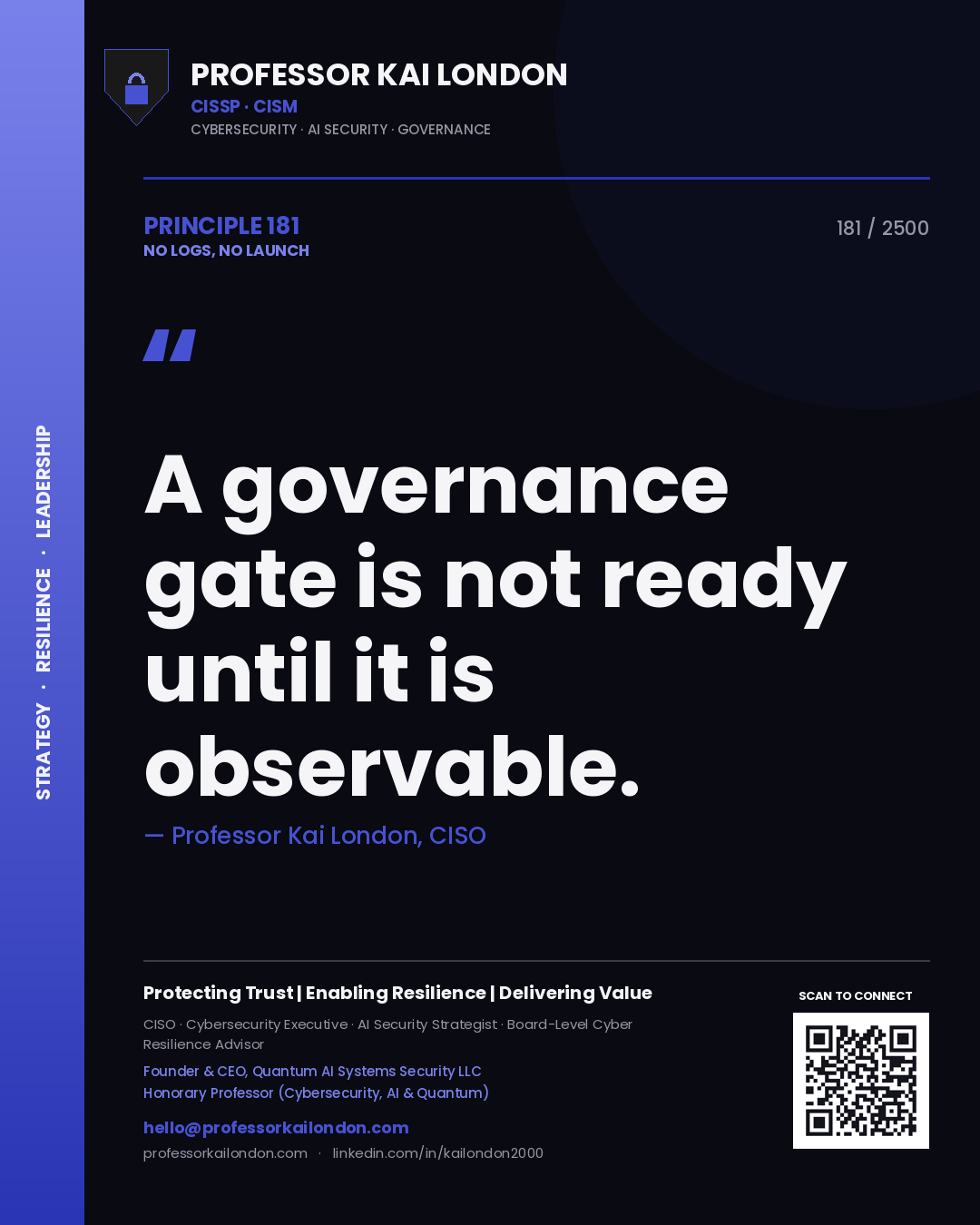 Professor Kai London principle 181: A governance gate is not ready until it is observable.
