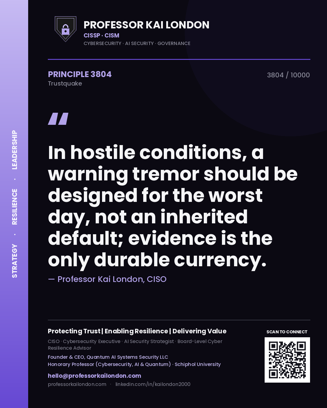 Professor Kai London principle 3804: In hostile conditions, a warning tremor should be designed for the worst day, not an inherited default; evidence is the only durable currency.