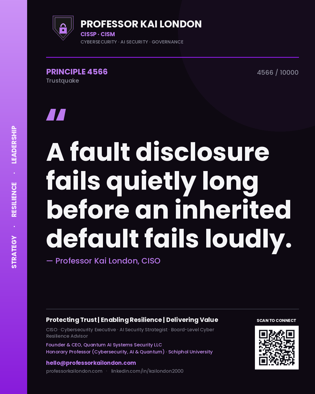 Professor Kai London principle 4566: A fault disclosure fails quietly long before an inherited default fails loudly.