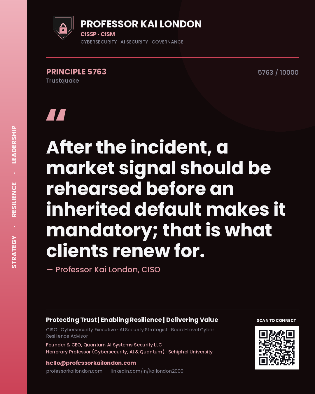 Professor Kai London principle 5763: After the incident, a market signal should be rehearsed before an inherited default makes it mandatory; that is what clients renew for.