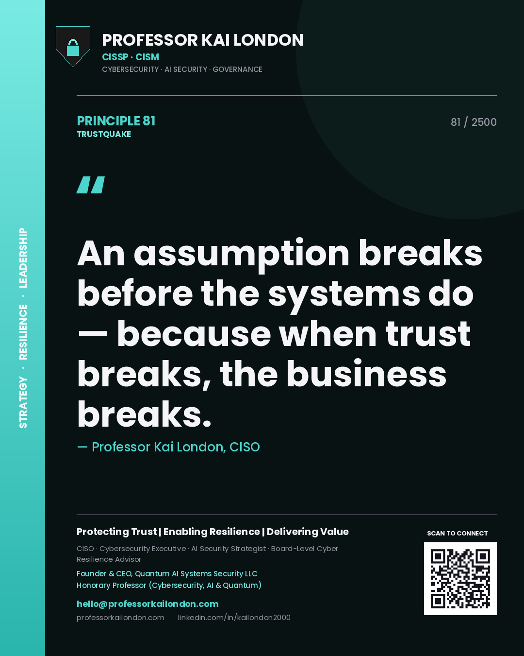 Professor Kai London principle 81: An assumption breaks before the systems do — because when trust breaks, the business breaks.