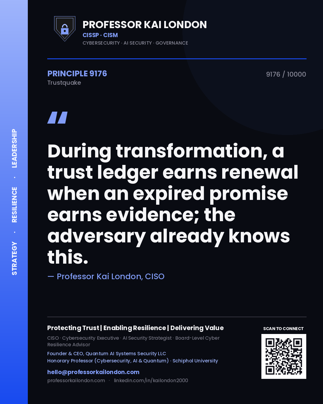 Professor Kai London principle 9176: During transformation, a trust ledger earns renewal when an expired promise earns evidence; the adversary already knows this.