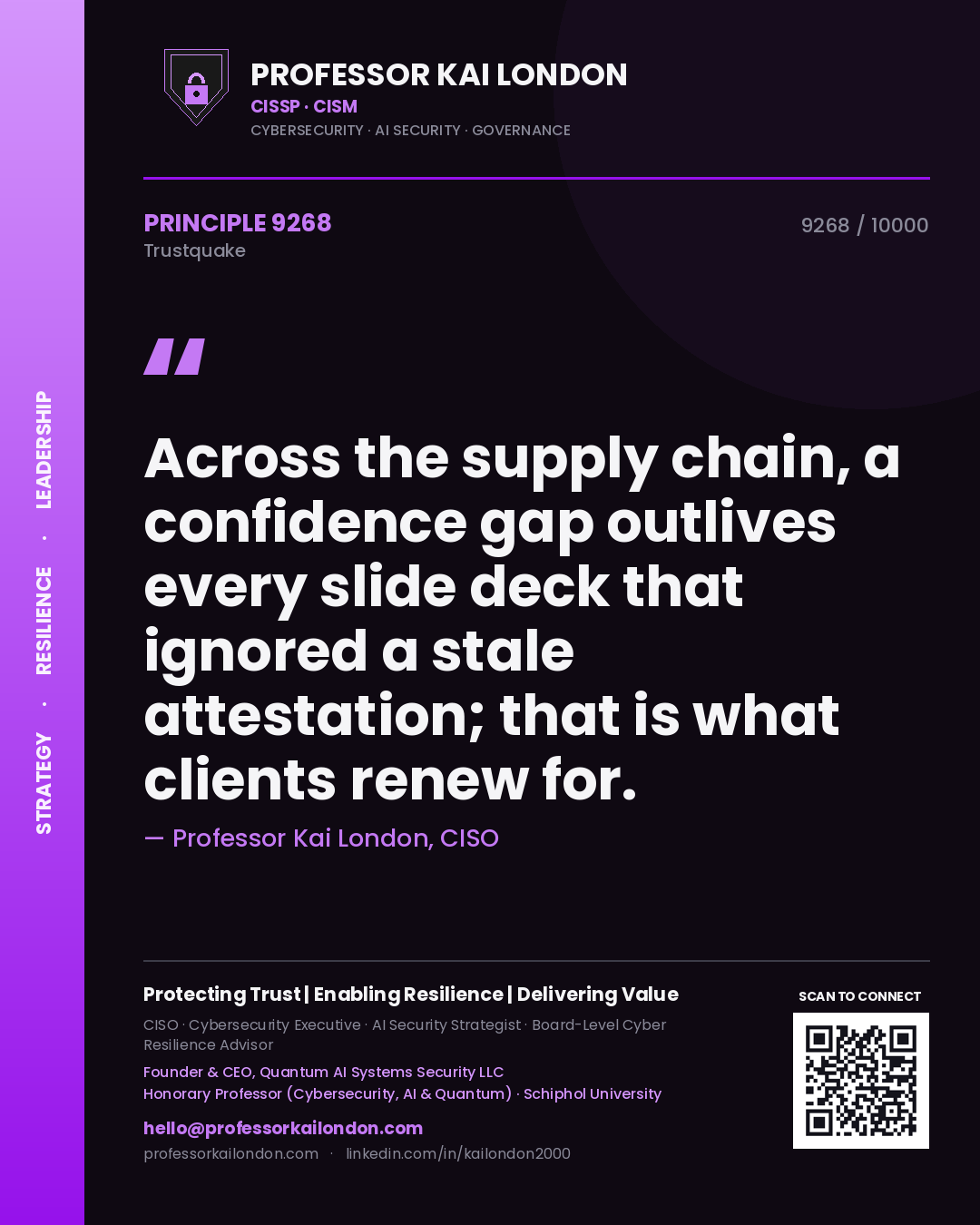 Professor Kai London principle 9268: Across the supply chain, a confidence gap outlives every slide deck that ignored a stale attestation; that is what clients renew for.