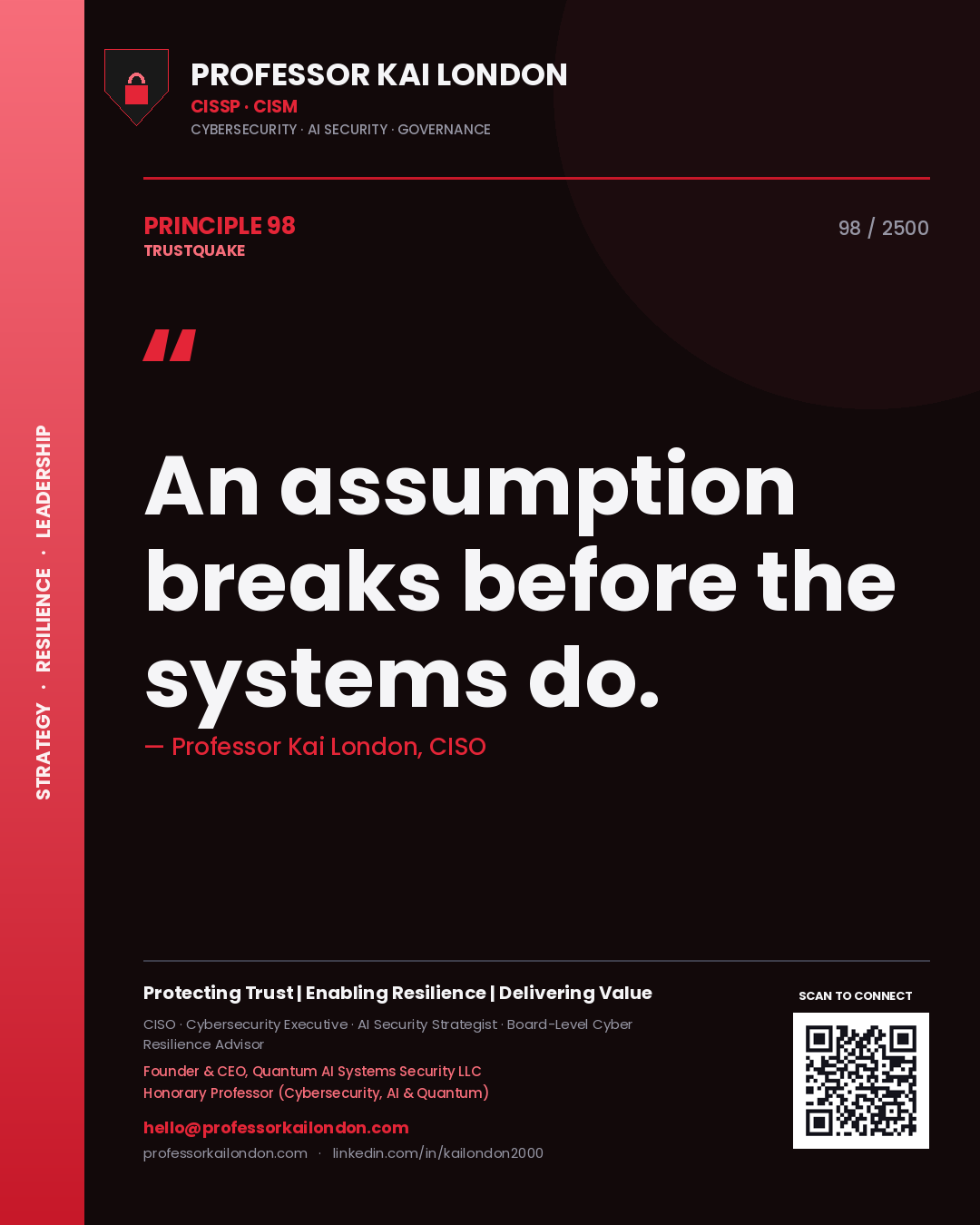 Professor Kai London principle 98: An assumption breaks before the systems do.
