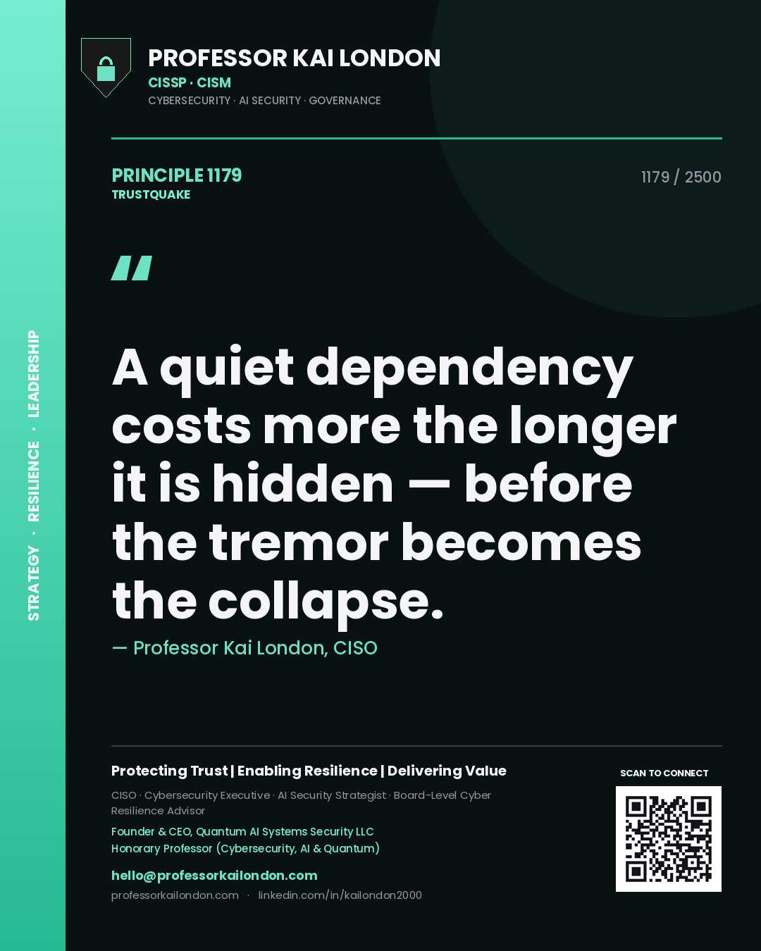 Professor Kai London principle 1179: A quiet dependency costs more the longer it is hidden — before the tremor becomes the collapse.