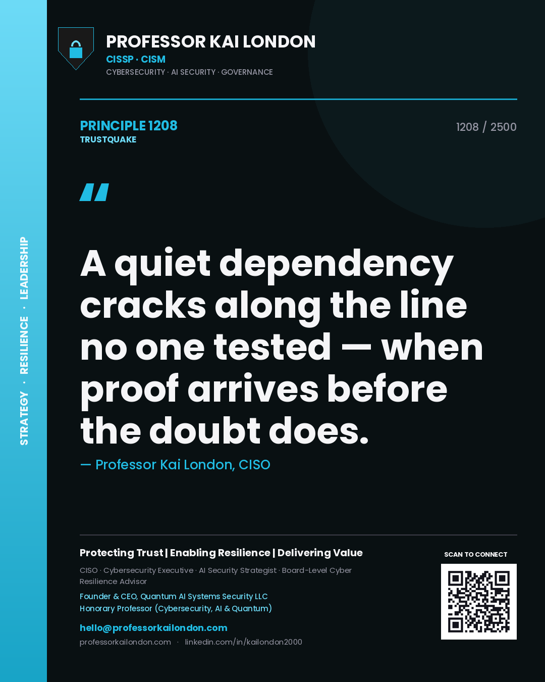 Professor Kai London principle 1208: A quiet dependency cracks along the line no one tested — when proof arrives before the doubt does.